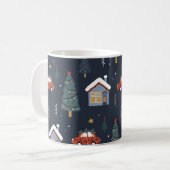 Weihnachten nahtlos mit Weihnachtsbaum, Auto Kaffeetasse (Vorderseite Links)