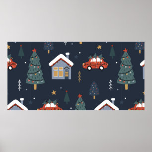 Weihnachten nahtlos mit Weihnachtsbaum, Auto Poster
