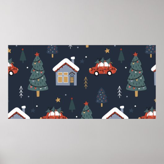 Weihnachten nahtlos mit Weihnachtsbaum, Auto Poster (Vorne)