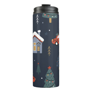 Weihnachten nahtlos mit Weihnachtsbaum, Auto Thermosbecher