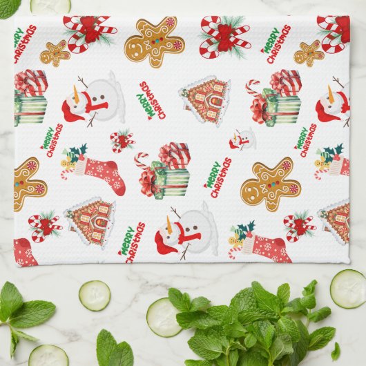 Weihnachten Nahtloses Muster Geschirrtuch (Gefaltet)
