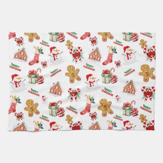 Weihnachten Nahtloses Muster Geschirrtuch (Horizontal)