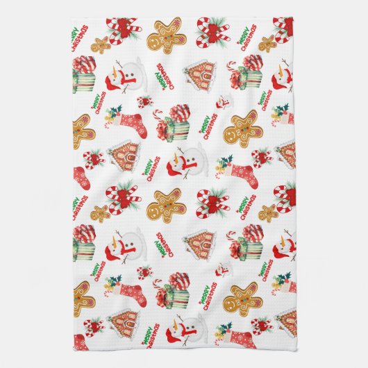 Weihnachten Nahtloses Muster Geschirrtuch (Vertikal)