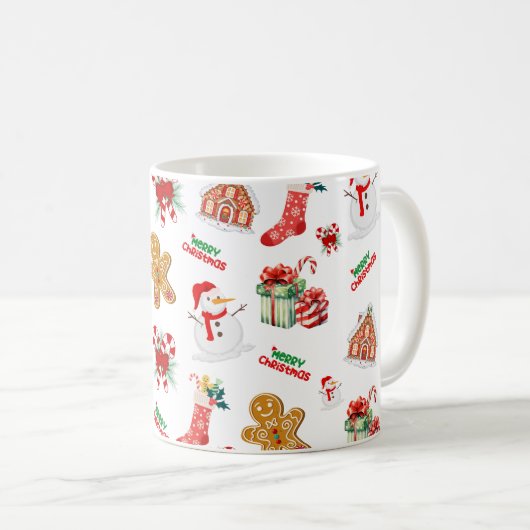 Weihnachten Nahtloses Muster Kaffeetasse (VorderseiteRechts)