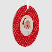 Weihnachten Nanny Grandad Foto Red Gold Ornament (Vorderseite)