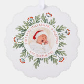 Weihnachten Nanny Granddad Foto Berries Ornament Karte (Vorderseite)