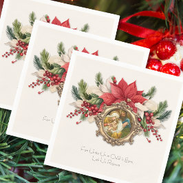 Weihnachten Napkins: Geburt Jesu Poinsettias Serviette