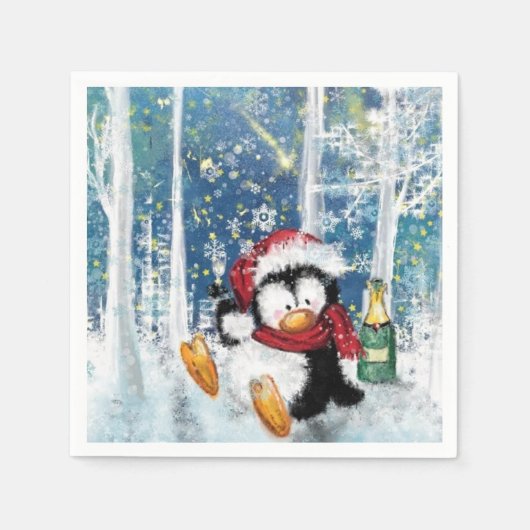 Weihnachten Napkins mit Happy Penguin Serviette (Vorderseite)