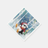 Weihnachten Napkins mit Happy Penguin Serviette (Ecke)