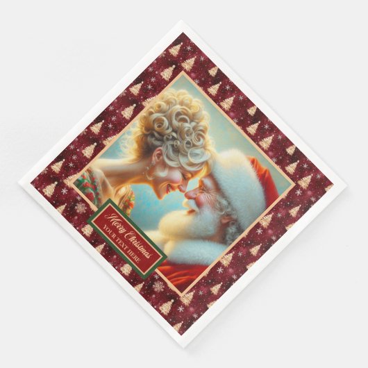 Weihnachten Napkins Red Gold Green Design Serviette (Ecke)