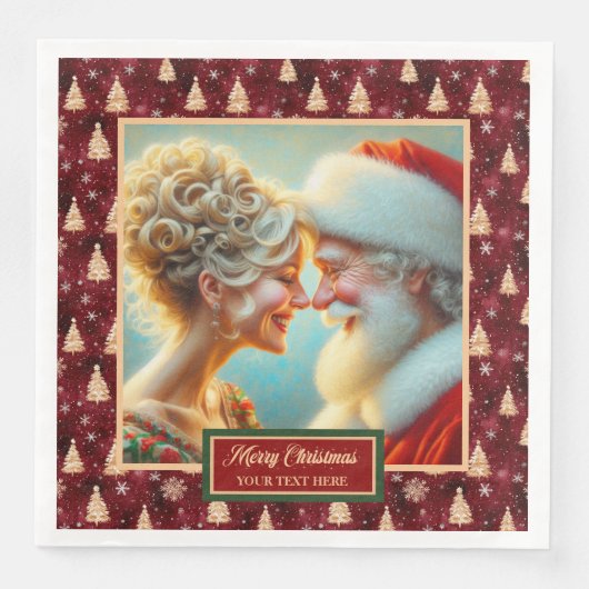 Weihnachten Napkins Red Gold Green Design Serviette (Vorderseite)
