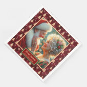 Weihnachten Napkins Santa Couple Red Gold Green Serviette (Ecke)