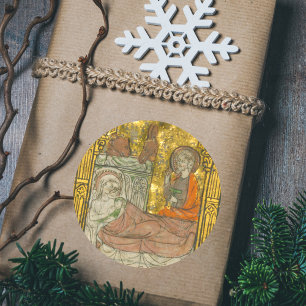 Weihnachten Nativität mittelalterlich katholisch c Runder Aufkleber