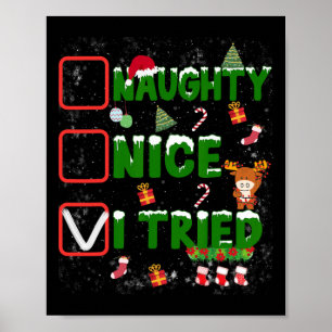 Weihnachten Naughty I Tried Funny Christmas Fam Poster