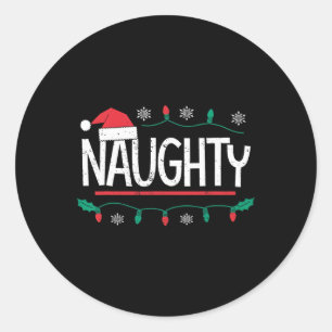 Weihnachten Naughty Nice Matching Funny Xmas Coupl Runder Aufkleber