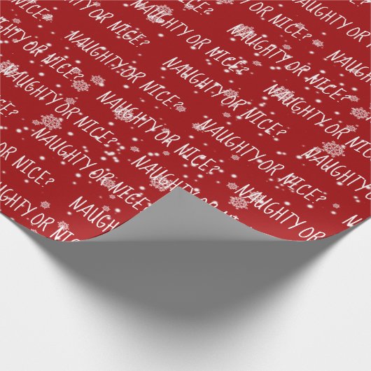 Weihnachten NAUGHTY ODER SCHÖN Text und Schneefloc Geschenkpapier (Ecke)