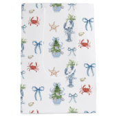 Weihnachten Nautical Lobster & Crab Holiday Mittlere Geschenktüte (Rückseite)