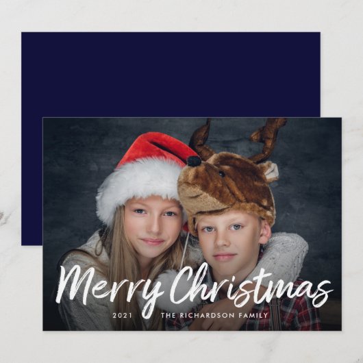 Weihnachten | Navy Blue mit Foto (Vorne/Hinten)
