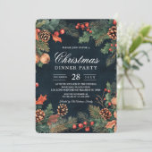 Weihnachten Navy Blue und Pine Holiday Einladung (Stehend Vorderseite)