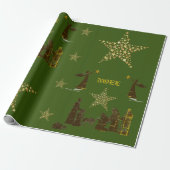 Weihnachten Navy Green Holiday Wrapping Paper Geschenkpapier (Ungerollt)