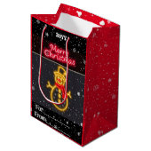 Weihnachten Neon Moderne Urlaubssammlung Mittlere Geschenktüte (Vorderseite Schrägansicht)