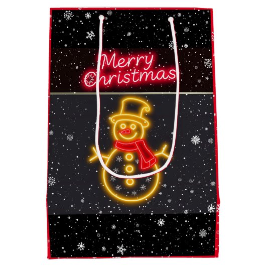 Weihnachten Neon Moderne Urlaubssammlung Mittlere Geschenktüte (Rückseite)