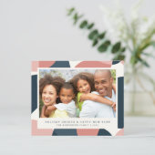 Weihnachten Neue Jahre Foto Pink Blue Card (Stehend Vorderseite)