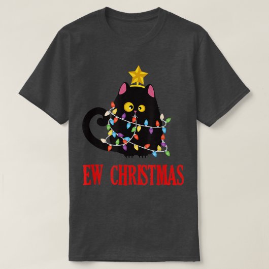 Weihnachten neue Katze schwarzes Licht lustige Paj T-Shirt (Design vorne)