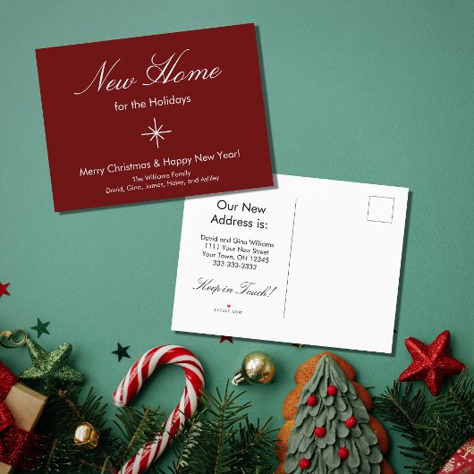 Weihnachten Neue Zuhause für die Feiertage-Ankündi Ankündigungspostkarte