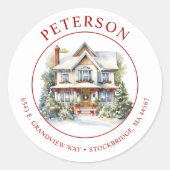 Weihnachten Neue Zuhause-Rücksendeadressen-Aufkleb Runder Aufkleber (Vorderseite)