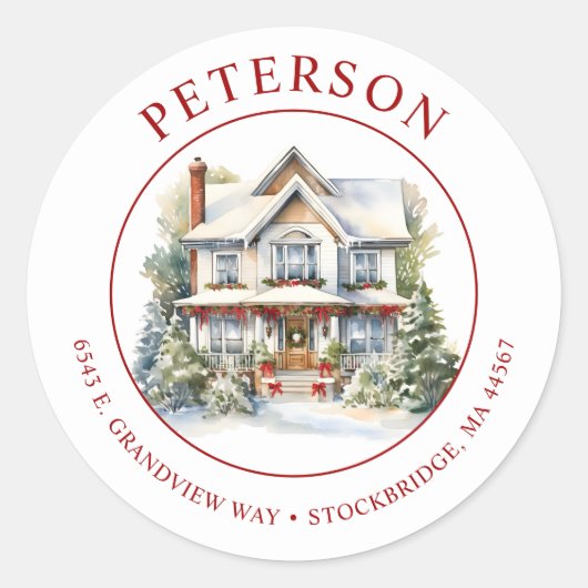 Weihnachten Neue Zuhause-Rücksendeadressen-Aufkleb Runder Aufkleber (Vorderseite)