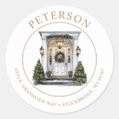 Weihnachten Neue Zuhause-Rücksendeadressen-Aufkleb Runder Aufkleber (Vorderseite)