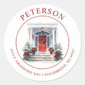 Weihnachten Neue Zuhause-Rücksendeadressen-Aufkleb Runder Aufkleber (Vorderseite)