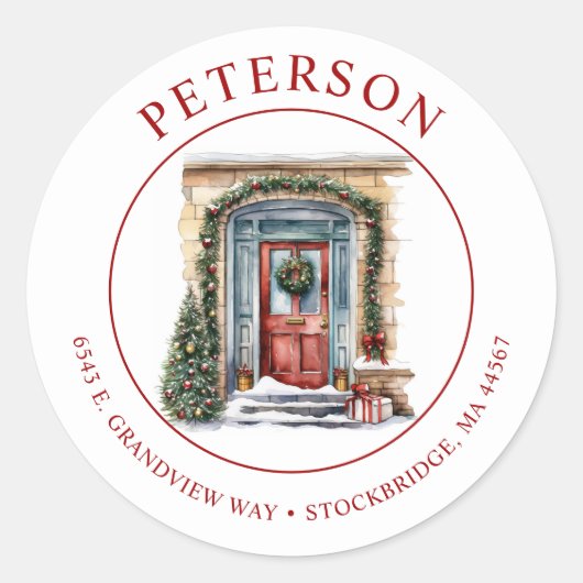 Weihnachten Neue Zuhause-Rücksendeadressen-Aufkleb Runder Aufkleber (Vorderseite)