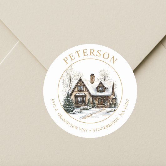 Weihnachten Neue Zuhause-Rücksendeadressen-Aufkleb Runder Aufkleber