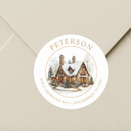 Weihnachten Neue Zuhause-Rücksendeadressen-Aufkleb Runder Aufkleber