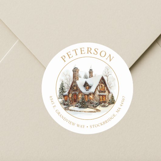 Weihnachten Neue Zuhause-Rücksendeadressen-Aufkleb Runder Aufkleber