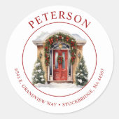 Weihnachten Neue Zuhause-Rücksendeadressen-Aufkleb Runder Aufkleber (Vorderseite)