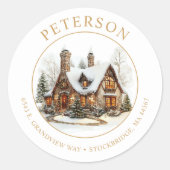 Weihnachten Neue Zuhause-Rücksendeadressen-Aufkleb Runder Aufkleber (Vorderseite)