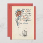 Weihnachten, Neues Jahr, Boot, Postkarte (Vorne/Hinten)