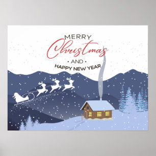 Weihnachten   Neues Jahr glücklich   Santa Poster