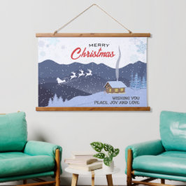 Weihnachten | Neues Jahr glücklich | Weihnachtsges Wandteppich Mit Holzrahmen