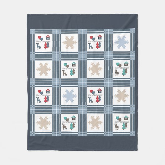 Weihnachten, neues Jahr, Hirsche Fleecedecke (Vorderseite)