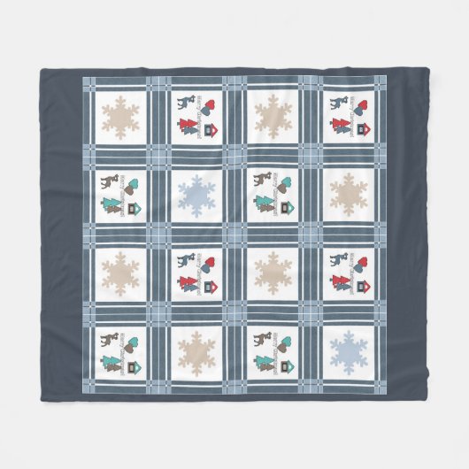 Weihnachten, neues Jahr, Hirsche Fleecedecke (Vorderseite (Horizontal))