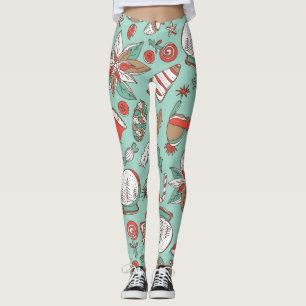 Weihnachten - Neues Jahr: Vintage Hand gezogen Leggings