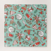 Weihnachten - Neues Jahr: Vintage Hand gezogen Puzzle (Horizontal)