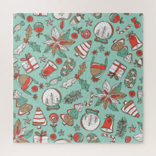 Weihnachten - Neues Jahr: Vintage Hand gezogen Puzzle