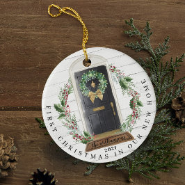 Weihnachten Neues Zuhause Black Watercolor Tor Fot Keramik Ornament