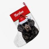 Weihnachten Neufundland Name Woof Hintergrund Großer Weihnachtsstrumpf (Rückseite (Hängend))