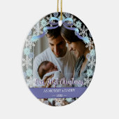 Weihnachten Neugeborene Grandeleltern Soft Blue Keramik Ornament (Rechts)